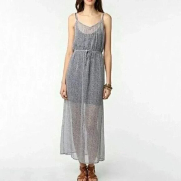 Staring at Stars Anthropologie Chiffon Sheer Maxi Floral Slip Boho Dress Black S - Picture 1 of 6